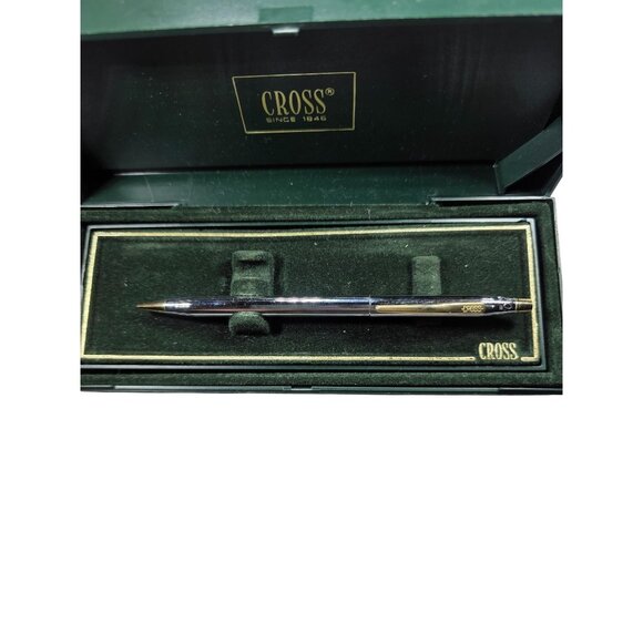 Cross lead pencil chrome Gold tone accents With Case writing gift - Picture 1 of 5
